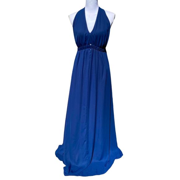 Show Me Your Mumu Luna Halter Dress Maxi Rich Navy Crisp Women's Size Small - Picture 3 of 12
